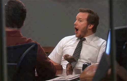 Chris Pratt's "awesome!" face in Parks and Rec